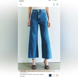 Zara Marine Straight Jeans Raw Hem